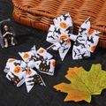 Set di fiocchi per capelli per Halloween con stampe di zucca e pipistrello - Stile Castello Zucca Bianco (2A-1)