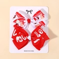 Lot de barrettes Jojo de Noël avec nœuds aux motifs festifs rouges et blancs - Style Père Noël Rouge Blanc (2D)
