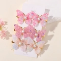 Sparkly pink and purple butterfly hair clips with pearls for girls, six piece set - Butterfly Hair Clip Set / Set of 6 / Pink Purple Gradient (6T)