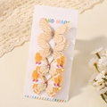 Set of 4 colorful tulle butterfly hair clips with crystals in beige and orange tones - 4B (Light Beige/Orange Yellow)