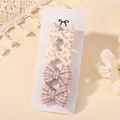 Lot de barrettes à cheveux faites à la main avec motifs floraux et à carreaux - Combo Floral Orange Et Plaid Rose Gris (5217-4E)
