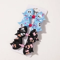Halloween butterfly hair clips set with blue ghost patterns and black Scare letter design - Ghost And Scare Text Style