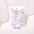 Fermaglio a farfalla bianco glitterato con paillettes iridescenti per neonati - Duo Paillettes Fantasma (2A-21)