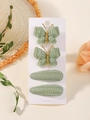 Set de pinzas para el pelo de punto verde claro con lazos para niños en tarjeta - Verde Claro (4F)
