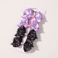 Halloween butterfly hair clips set with purple ghost and black spider web patterns - Ghost And Spider Web Style