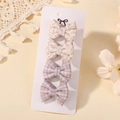 Lot de 4 barrettes à cheveux faites main à fleurs et carreaux pour fillettes - Combo Floral Lavande Et Plaid Rose Gris (5217-4F)