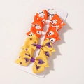 Halloween butterfly hair clips set with orange ghost and yellow witch hat patterns - BOO And Witch Hat Style