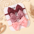 Set mit drei Baby-Nylon-Stirnbändern mit Satinschleifen in Rot und Rosa auf Karte - Dunkelrot Lotusrosa Hellrosa Kombi (3C)
