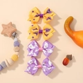 Set of 4 Halloween hair clips for girls with purple ghost and yellow witch hat patterns - Witch Hat And Ghost Style