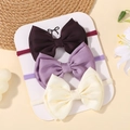 Lot de 3 bandeaux bébé en nylon avec nœuds en satin mauve, violet et crème - Combo Violet Foncé Violet Clair Blanc Crème (3B)
