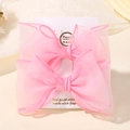 Ensemble de deux jolies barrettes à nœuds en tulle rose pour enfants sur carte - Nœud Double Couche / Rose (2A-11)