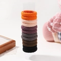Elastic nylon hair ties set in orange pink purple brown and black colors - Morandi Tones (12L)