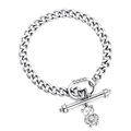Bracciale a catena argento con ciondolo a forma di orso e chiusura a T in cristallo - Argento