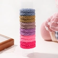 Elastic nylon hair ties set with honeycomb knit texture in six assorted matte colors - Soft Multicolor (12P)
