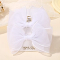 Set de barrettes à nœuds en organza blanc pour enfants avec texture en maille à la main - Nœud Double Couche / Blanc (2A-18)
