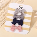 Set di 4 fasce vintage con fiocco per bambine in grigio, viola, blu e rosa - Grigio Viola Rosa Navy (4B)