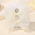 Lot de deux pinces à cheveux noeuds en organza blanc cassé pour enfants sur carte - Nœud Double Couche / Blanc Crème (2A-21)