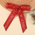 Fiocco per capelli rosso di Natale con scritte dorate su un vassoio di legno - Stile con Lettere in Lamina d'Oro Rossa (4764-4)