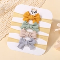 Set di quattro fasce a righe per neonata con fiocchi in colori pastello assortiti - Senape Verde Rosa Blu (4C)