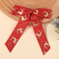 Nœud de Noël en ruban gros-grain rouge avec renne doré et message Merry Christmas - Style Renne Doré Rouge (5)