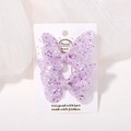 Coppia di fermagli per capelli a farfalla glitter viola per bimba su carta fatta a mano - Duo Viola Acceso (2A-27)