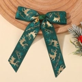 Nœud de Noël vert foncé avec impression Merry Christmas dorée et motif de renne - Style Renne Doré Vert (6)