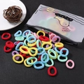Ensemble d'élastiques à cheveux colorés en nylon avec pochette de rangement - 60B