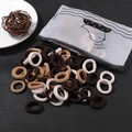 Élastiques à cheveux pour enfants en marron et rose avec une pochette de rangement BD - 60E