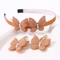 Ensemble d'accessoires cheveux papillon brodé champagne doré avec perles - Or champagne