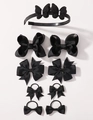 9-piece set of black girls' hair bows including headbands and bowknot clips - Black