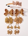 9-piece ginger yellow bow hair accessories set with headband and clips for girls - Ginger Yellow