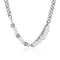 Collier chaîne argenté hip-hop avec perles et breloques cubes pour hommes et femmes - Collier Argent (Longueur Chaîne 48+5cm)
