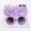 Ensemble de barrettes à nœuds violets et lunettes de soleil marguerites pour filles - Violet (3C)