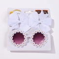 Ensemble lunettes de soleil fleurs marguerites blanches et nœuds en gros-grain - Blanc (3D)