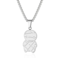 Collana con ciondolo a mummia cartoon e catena box argento, gioielli hip-hop in titanio - Collana Argento (Lunghezza Catena 60 cm)