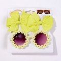 Coffret lunettes de soleil marguerites et deux nœuds jaunes pour enfants sur carte - Jaune (3F)