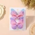 Fermagli per capelli a farfalla con sfumatura rosa e viola e glitter per bambini, 2 pezzi - Duo Sfumato Rosa Blu (2A-45)