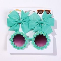 Ensemble lunettes de soleil marguerite vert menthe et pinces à cheveux à nœuds - Vert Menthe (3G)