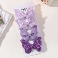 Set of four gradient purple glitter butterfly hair clips on white display card - 4g (4 In A Card Holder Opp Bag)