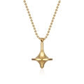 Collana con ciondolo a trottola in acciaio al titanio oro lucido con catena a sfere unisex - Stile Catena Lunga / Oro