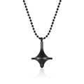 Collana creativa con ciondolo a trottola in acciaio al titanio nero e catena a sfere uomo - Stile Catena Lunga / Nero