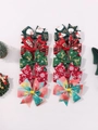 Christmas hair clips set featuring red and green bow designs with reindeer and snowflake patterns - Classic Christmas Color Style (10F)