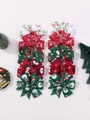 10-piece Christmas hair bow set with red, green, and white festive patterns for girls - Lettering Festival Style (10G)