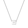 Collier cube minimaliste argenté avec pendentif visage souriant pour hommes et femmes en titane - 50+10cm / Argenté