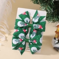 Lot de deux nœuds de Noël verts avec motifs de bonhomme de neige sur carte support - Motif Petit Bonhomme de Neige Vert (2A-11)