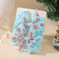 Lot de deux nœuds à cheveux de Noël bleu clair avec texte Merry Christmas rouge - Motif Floral de Festival Bleu Clair (2A-5)