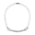 Bracciale a catena in titanio punk vintage con perle bianche e ciondoli con lettera B - Collana