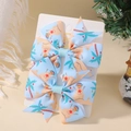 Lot de barrettes à cheveux nœud bleu clair avec motifs de bonhomme de neige de Noël - Bonhomme de Neige d'Été et Palmiers (2A-6)
