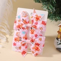 Set de barrettes de Noël à carreaux roses avec motifs de pain d'épices et de renne - Éléments Festifs à Carreaux Roses (2A-8)