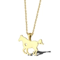 Minimalistische vergoldete Edelstahlhalskette mit laufendem Pferd und Herz-Ausschnitt - Pferdeherzform (LN1211 Gold)